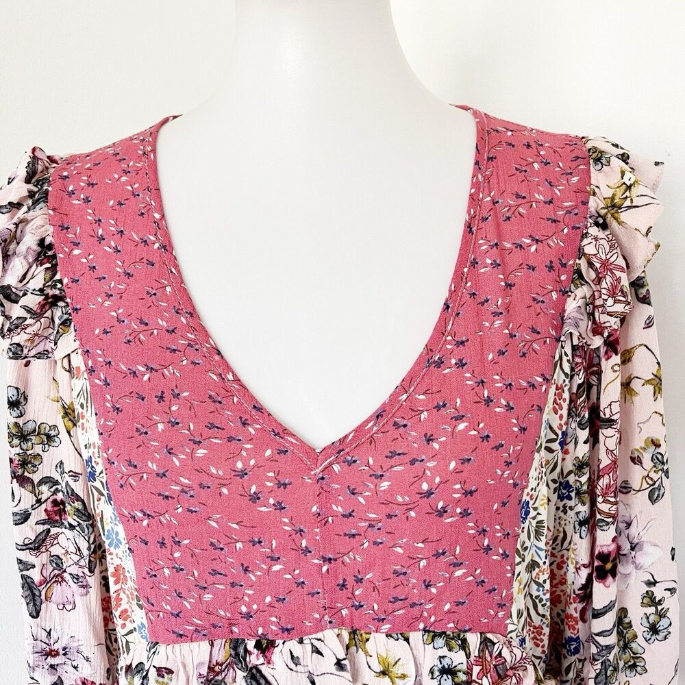 GiGio Oversized Tunic Blouse Top Shirt Dress Size Medium Floral Cottagecore Boho - Picture 3 of 16